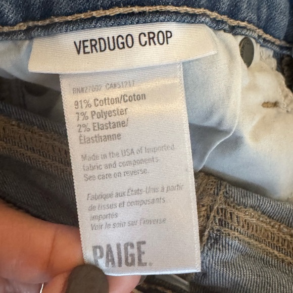 PAIGE Verdugo Crop Skinny Jeans | Distressed Knees | Size 28 - Picture 7 of 8
